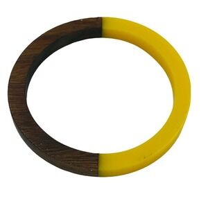Sun Yellow Lucite Wood Bangle Bracelet 3”